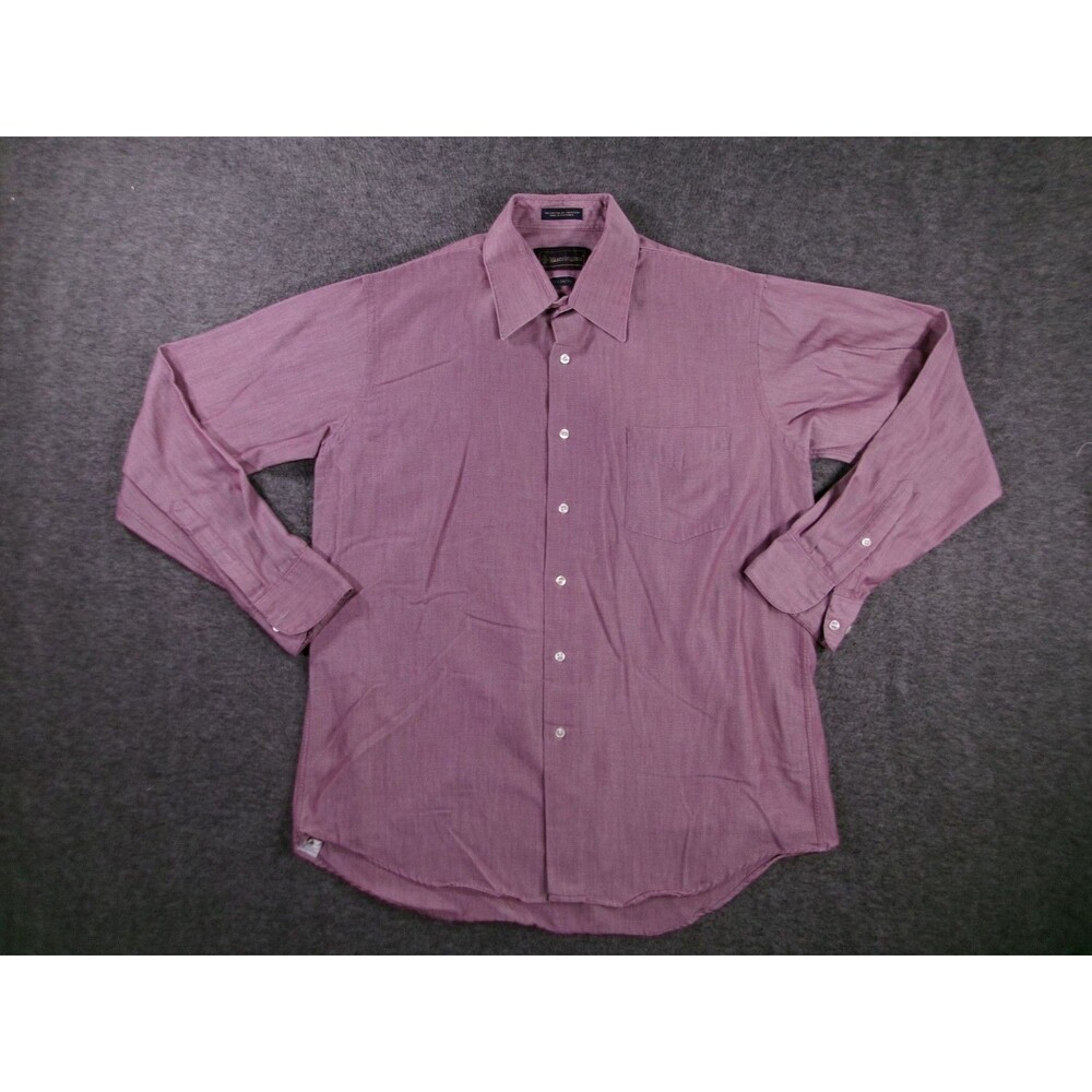 Barrington Dress Shirt Men 16.5 Burgundy Classic Office Professional Long Sleeve